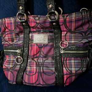 Vintage Coach Poppy Tartan Plaid Purse with Spotlight Glitter straps Y2K